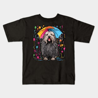 Komondor Rainy Day With Umbrella Kids T-Shirt